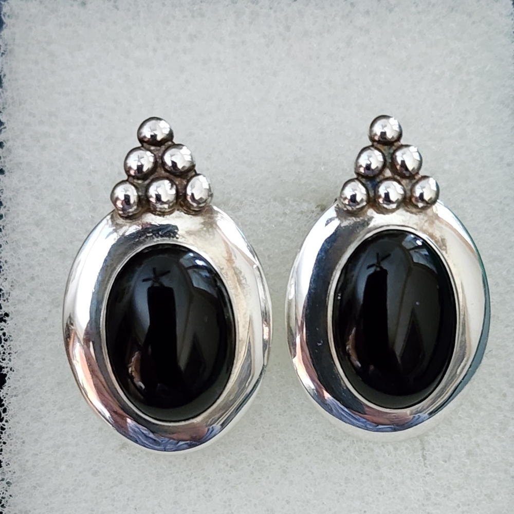 Black Onyx Sterling Earrings